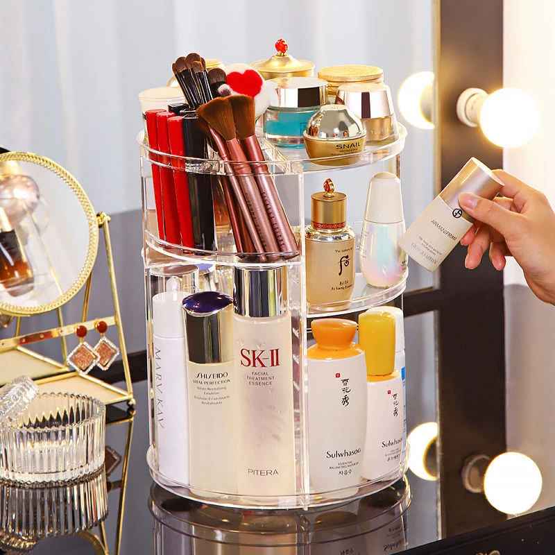 Boîte de rangement cosmétique rotative 360°