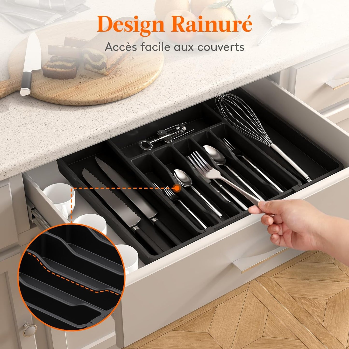 Range Couvert Extensible pour tiroir
