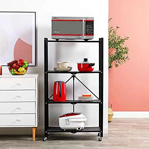 Étagère Pliable Multifonction 4 Niveaux En Métal Noir H127,5cm