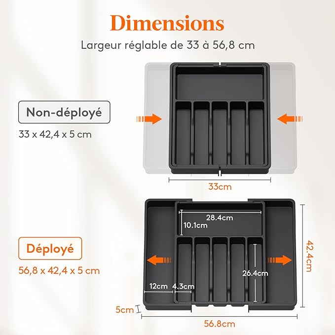 Range Couvert Extensible pour tiroir