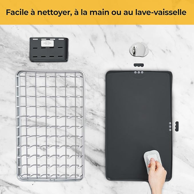 Égouttoir à Vaisselle Compact avec Grand Plateau