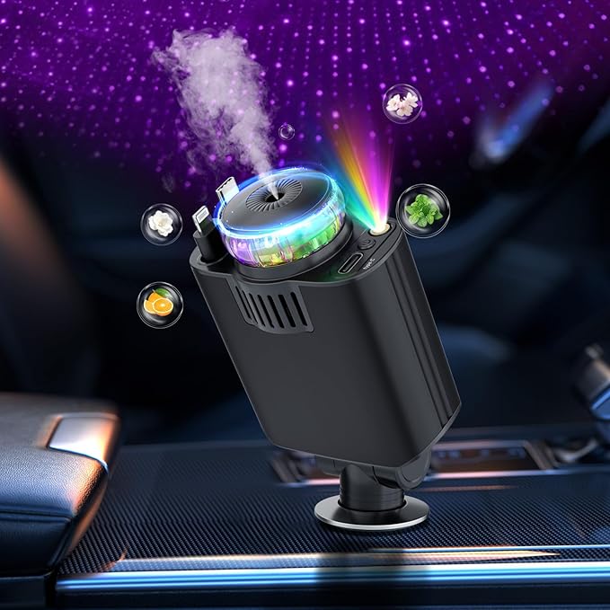 Chargeur Auto Rétractable 5-en-1 Avec Diffuseur D’Arômes