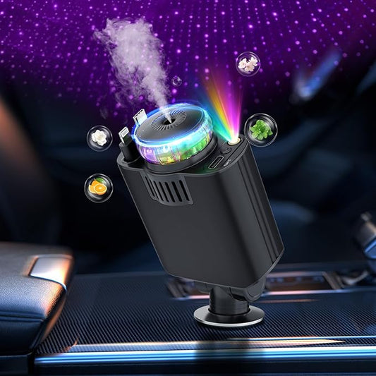 Chargeur Auto Rétractable 5-en-1 Avec Diffuseur D’Arômes