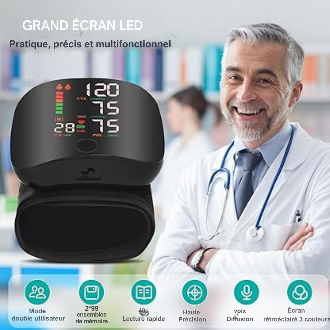 Tensiomètre de poignet avec écran LCD numérique