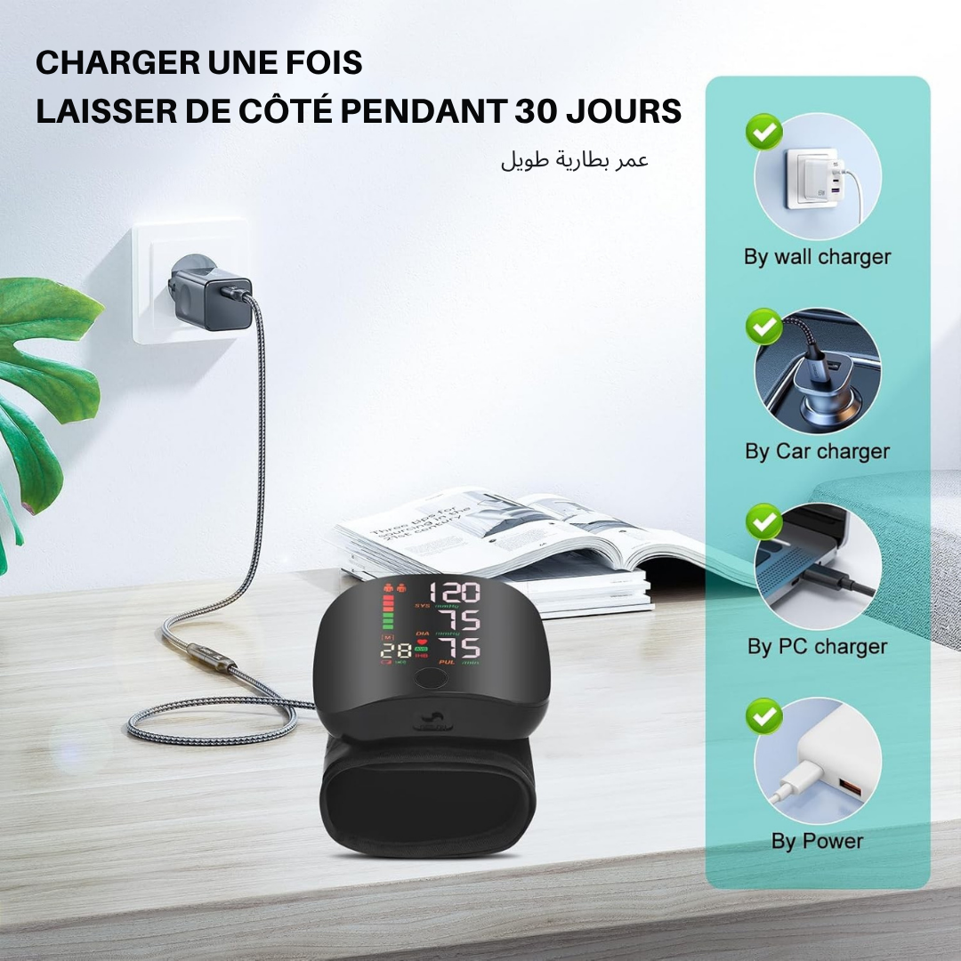 Tensiomètre de poignet avec écran LCD numérique