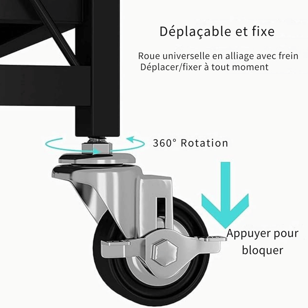 Étagère Pliable Multifonction 4 Niveaux En Métal Noir H127,5cm