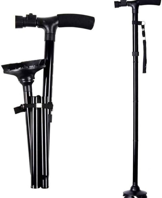 Canne de marche pliable avec lampe LED Intégrée