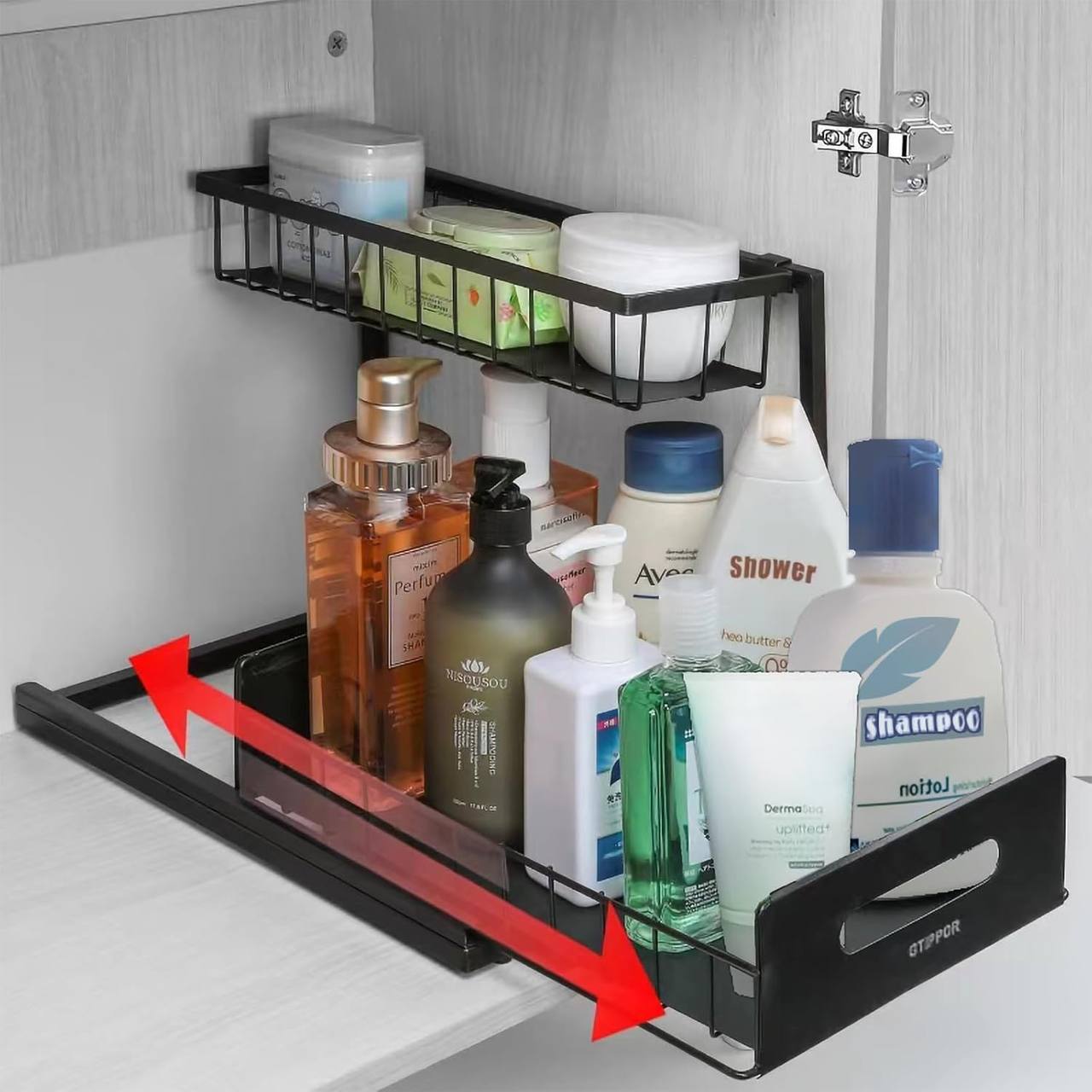 Organisateur Coulissant en Acier Inoxydable à 2 Niveaux Sous l'Évier