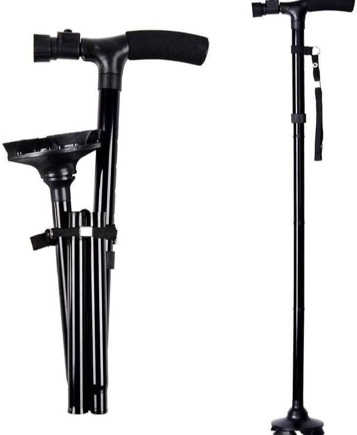 Canne de marche pliable avec lampe LED Intégrée